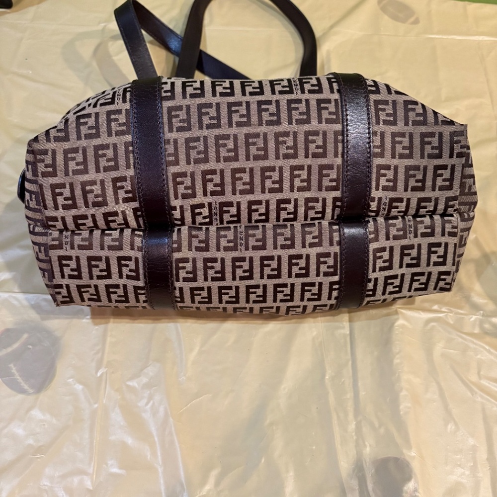 Authentic Pre-Owned Fendi Zucca Vintage Small Boston Canvas Handbag - Picture 2 of 5
